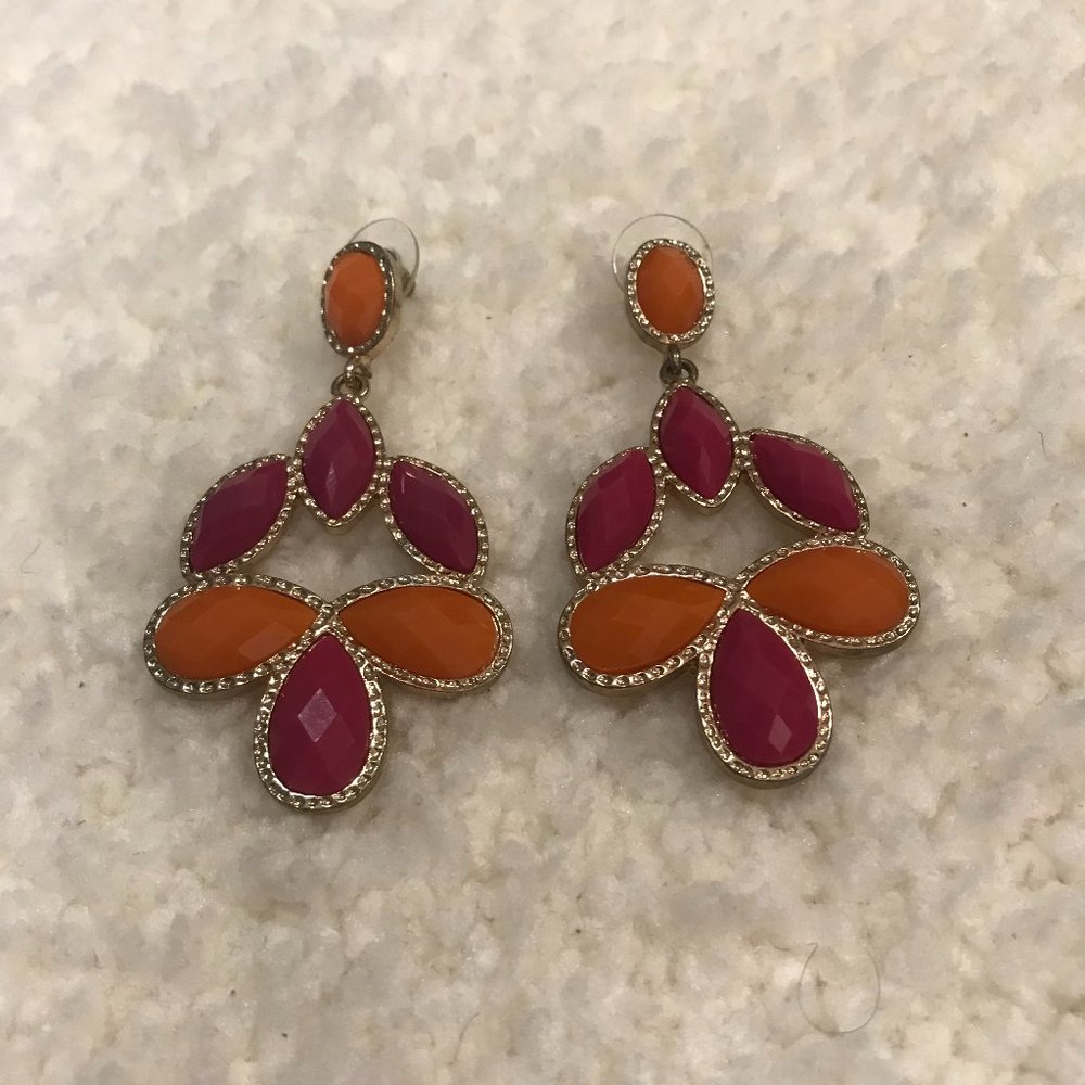 Pink and Orange Statement Earrings